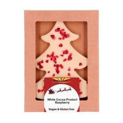 Bonvita Organic White Ricemilk Choc Xmas Tree with Raspberry Decoration 85g