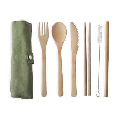 Brush It On Cutlery Set - Bamboo  - Reusable - Green