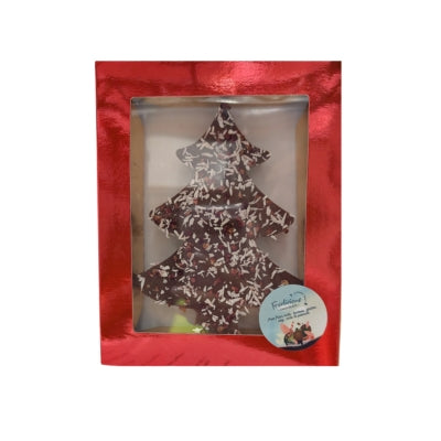 Freelicious Hand Made Organic Brown Ricemilk Choc Xmas Tree with Raspberry & Coconut Decoration 85g