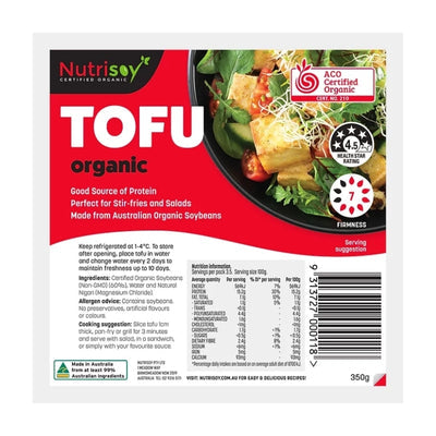 Nutrisoy Tofu - Certified Organic Small Tofu 350g - CHILLED