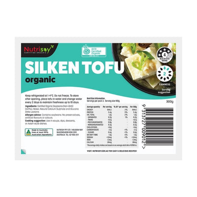 Nutrisoy Tofu - Certified Organic Silken Tofu 300g - CHILLED