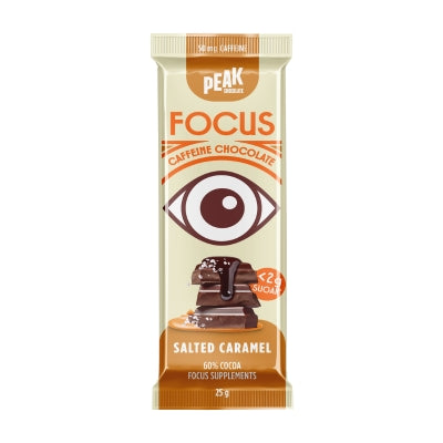 Peak Chocolate FOCUS Caffeinated Chocolate Bar SALTED CARAMEL 25g