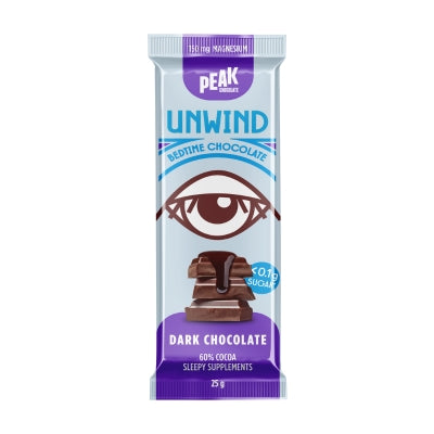 Peak Chocolate UNWIND Bedtime Chocolate Bar DARK CHOCOLATE 25g