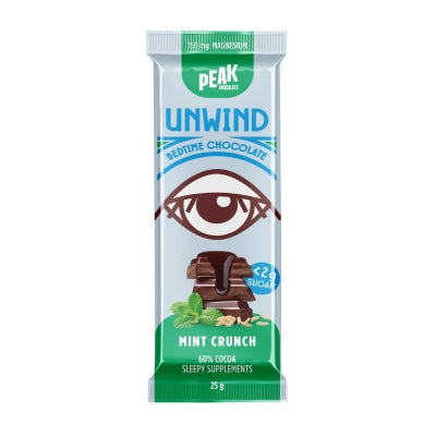 Peak Chocolate UNWIND Bedtime Chocolate Bar MINT CRUNCH 25g