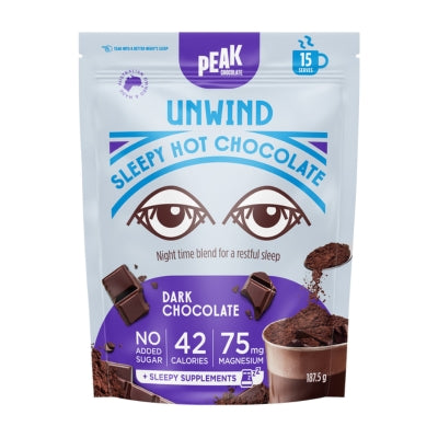 Peak Chocolate UNWIND Bedtime Hot Chocolate DARK CHOCOLATE  187.5g