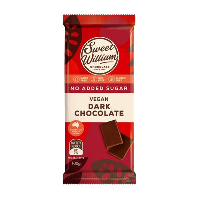 Sweet William Dark Chocolate (No Added Sugar) Bar 100g