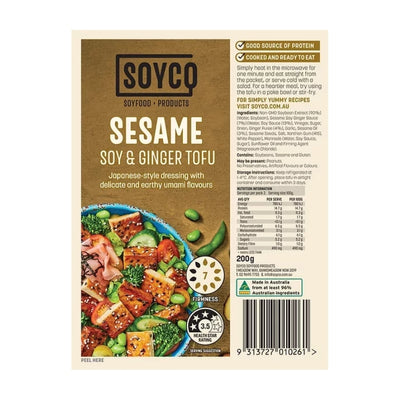 Soyco Tofu - Sesame, Soy and Ginger Tofu 200g - CHILLED